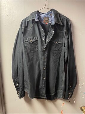Roper Black Contrast-Stitch Western Shirt Cowboy size L snap front